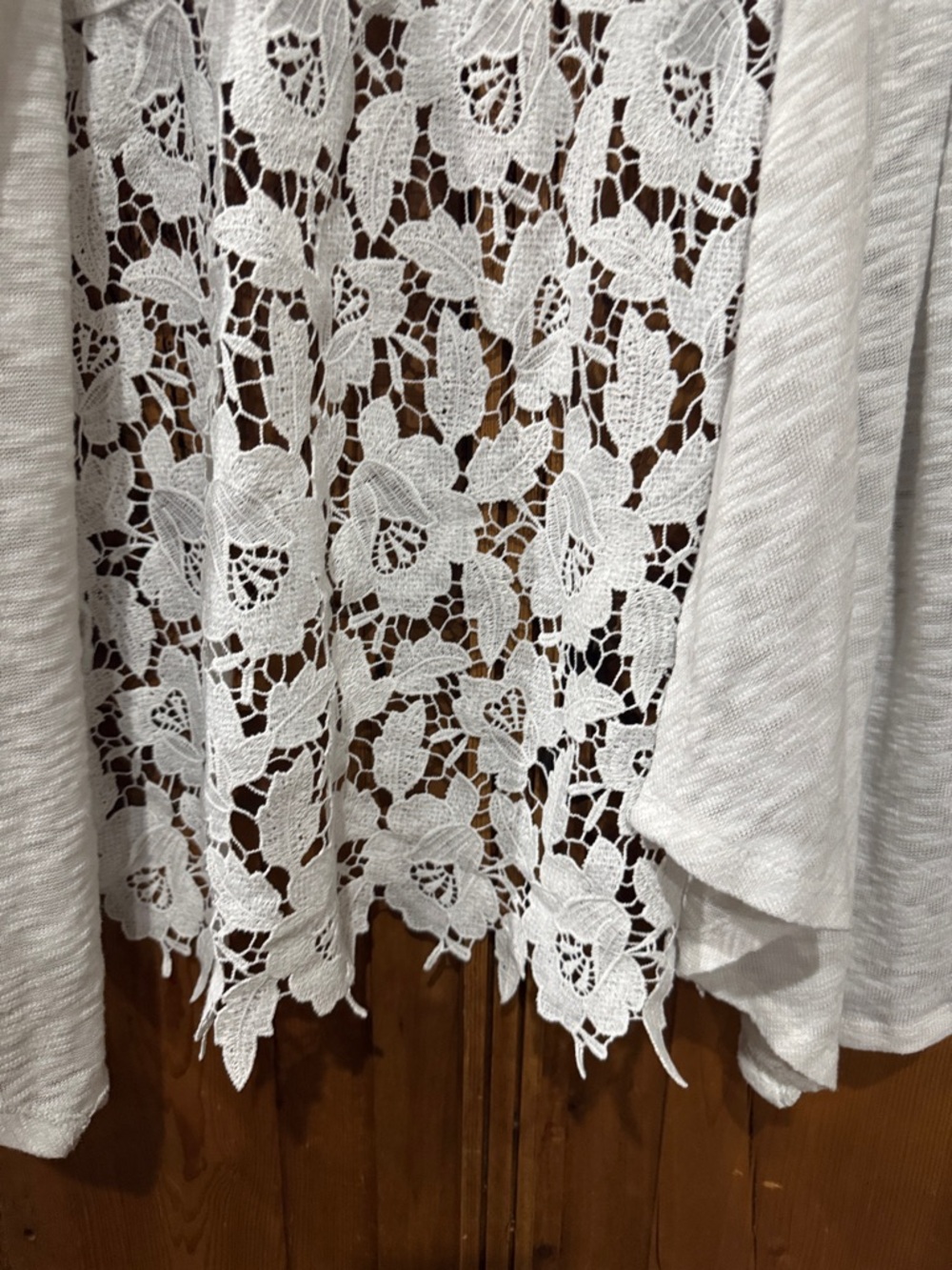 Cupio Light Gray Draped Open Cardigan with Lace Back - Picture 4 of 6